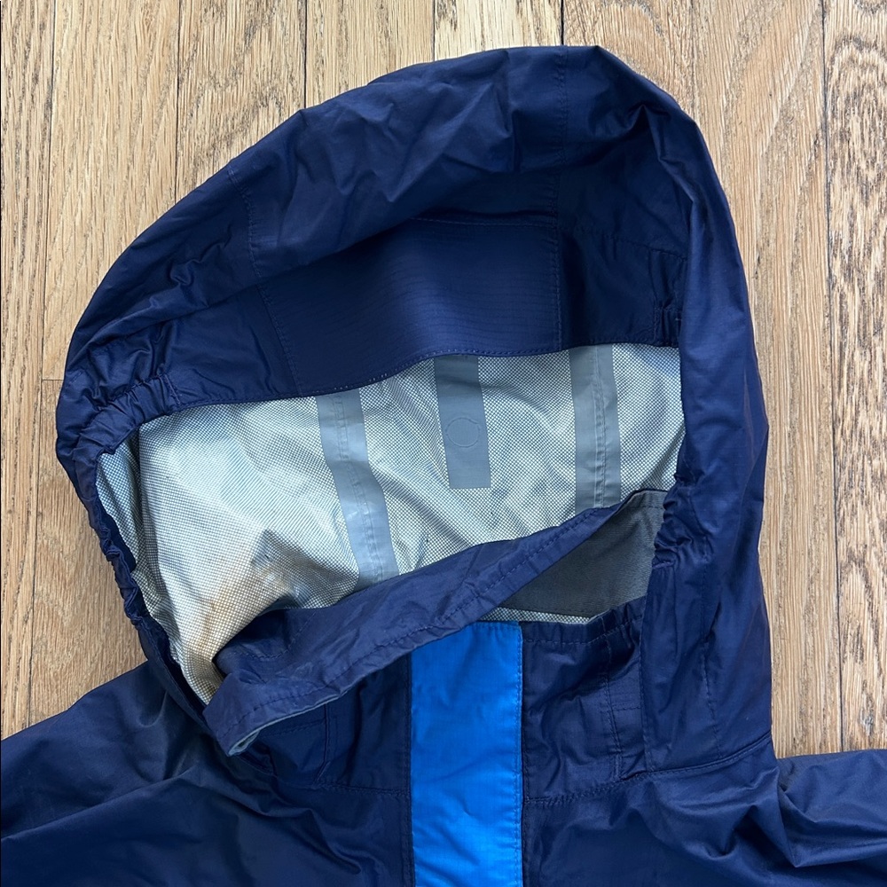 REI COOP Two-Tone Blue Hooded rain Jacket size large (14-16) - Picture 5 of 12
